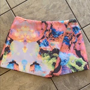 Finders Keepers Electric Rose Faux Wrap Skirt Sm